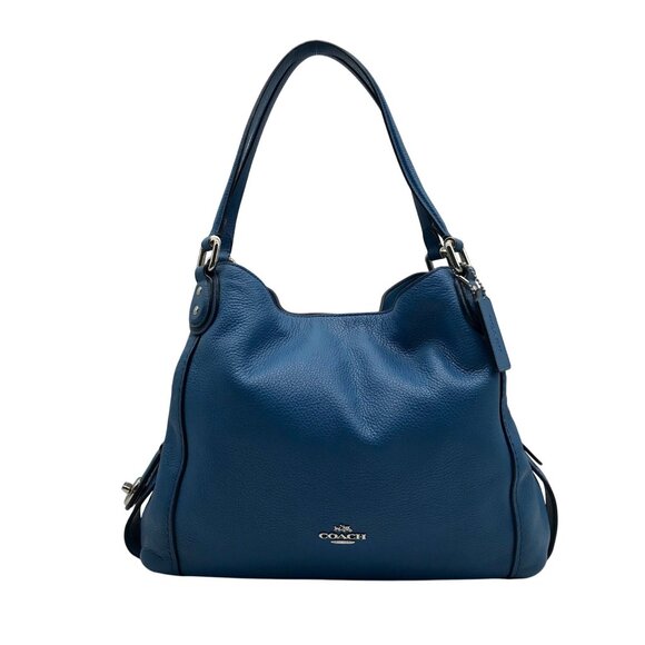 Coach Blue Pebbled Leather Edie 31 Shoulder Bag 57125 - Picture 1 of 11